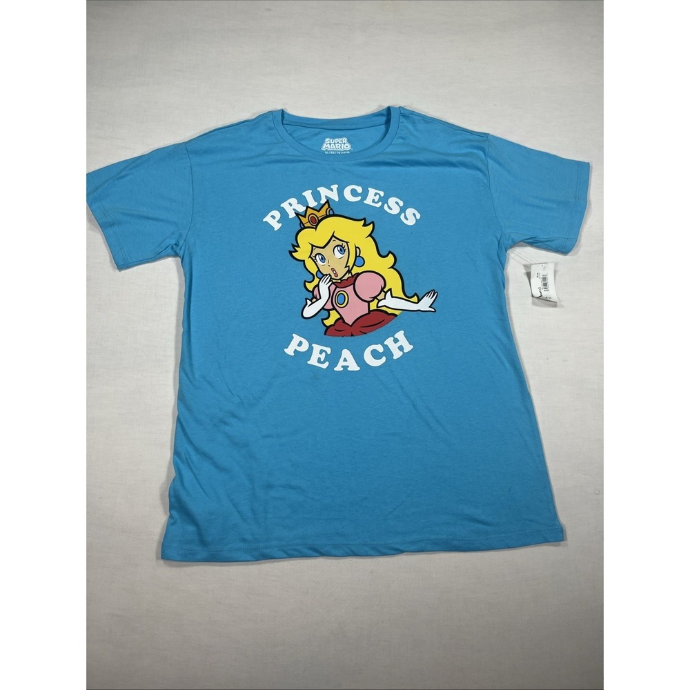 New Super Mario T-Shirt Girls Size XL Blue‎ Princess Peach Graphic Tee